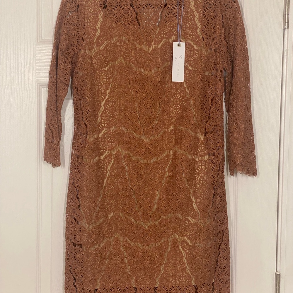 Gentle Fawn Lace Sheath Dress with 3/4 Sleeves